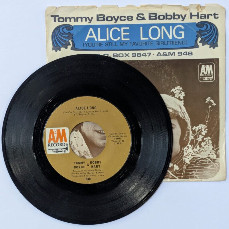 TOMMY BOYCE & BOBBY HART / ALICE LONG / P.O. BOX 9847 / 1968 / VINIL 7"